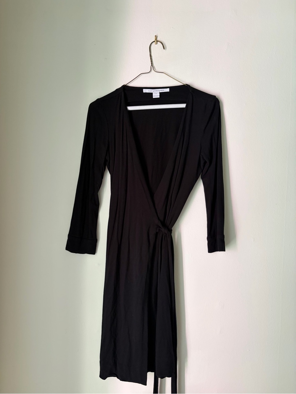 Diane Von Furstenberg Black Long-Sleeve Wrap Dress